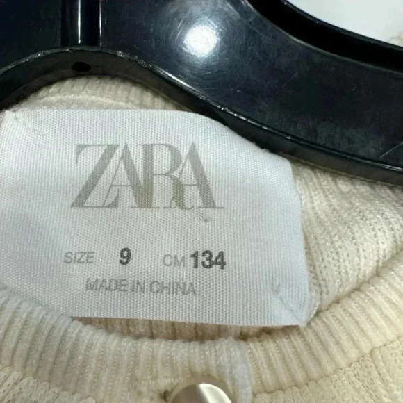 Zara girls button up ivory sweater with a lace collar size 9 - Picture 6 of 7